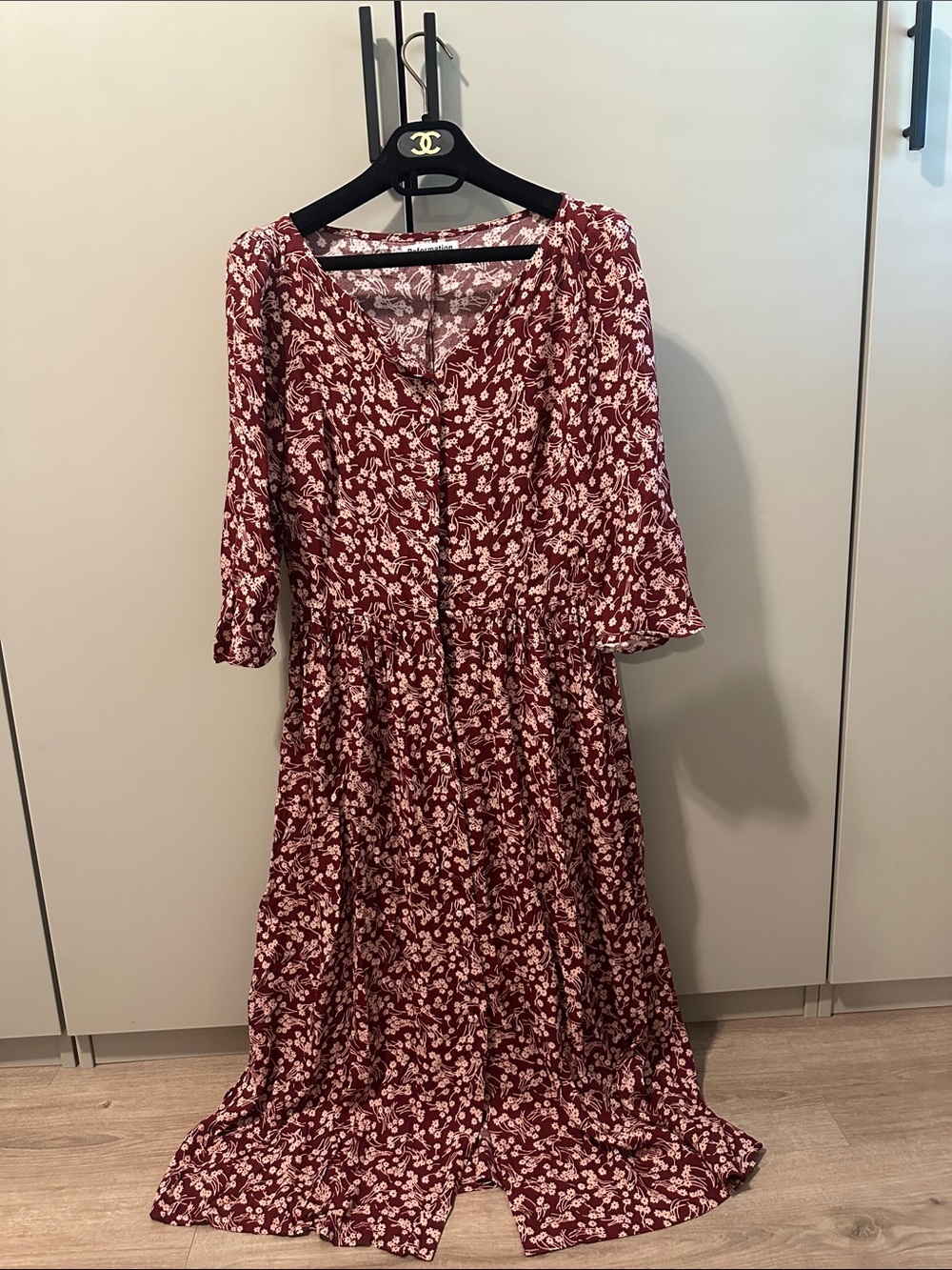 Reformation Burgundy Floral Button-Front Maxi Dress Size 4 NWOT
